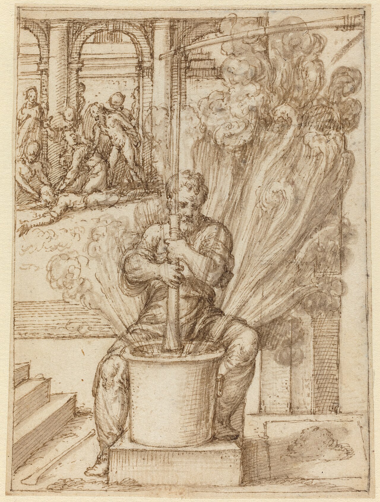 Study for Man Making an Explosion by Giulio Bonasone