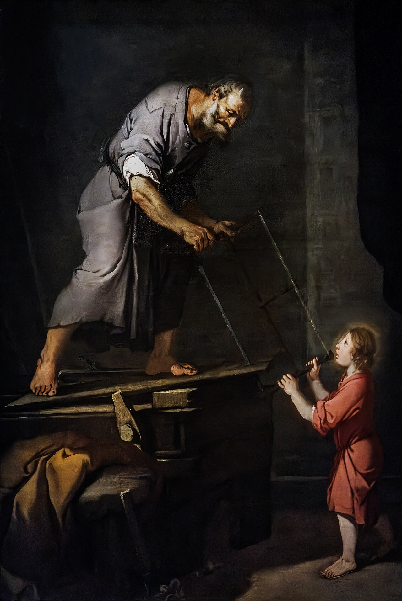 Baby Jesus with Joseph the Carpenter by Giulio Carpioni