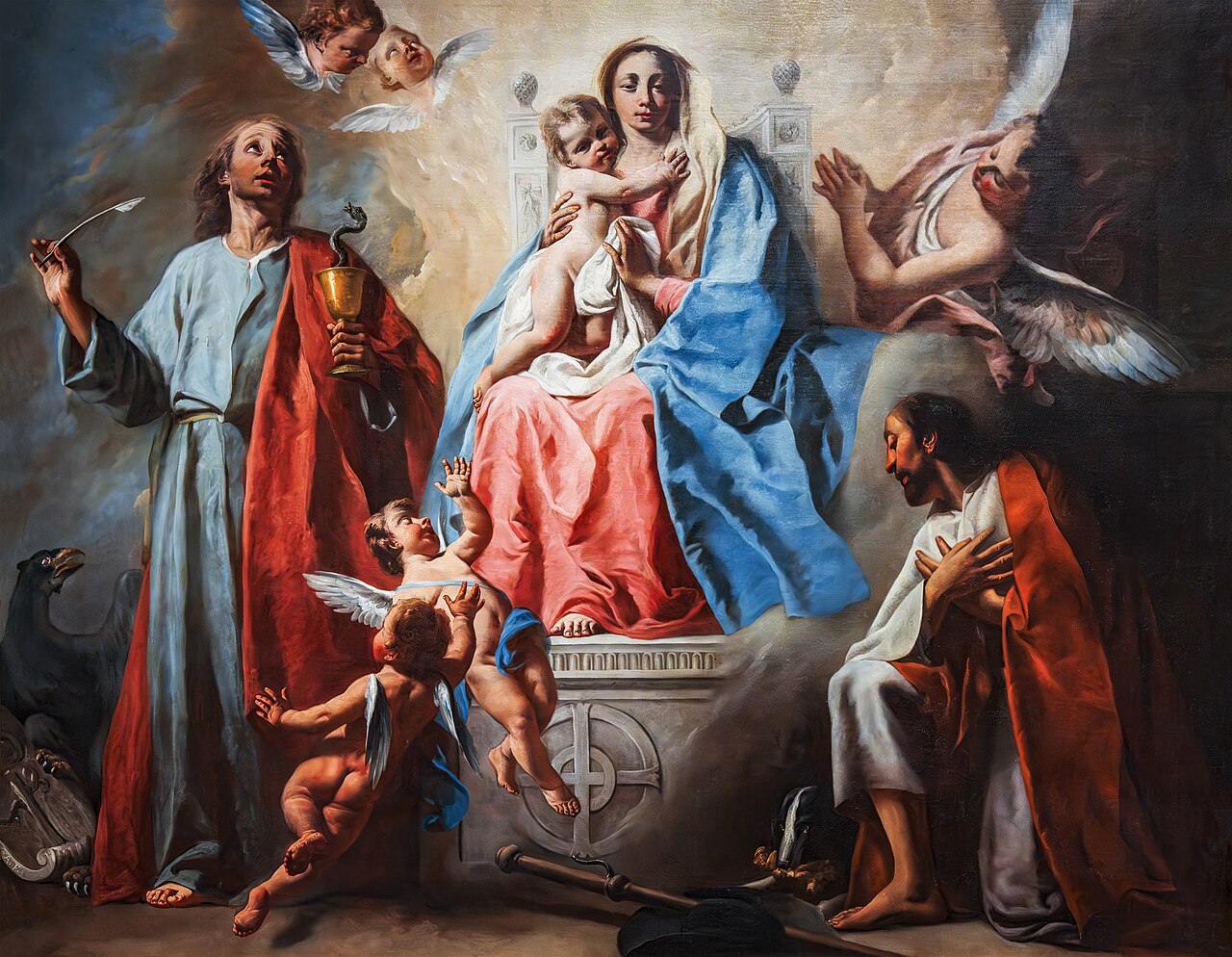 The Madonna and Child with Saints Roch and John the Evangelist by Giuseppe Angeli
