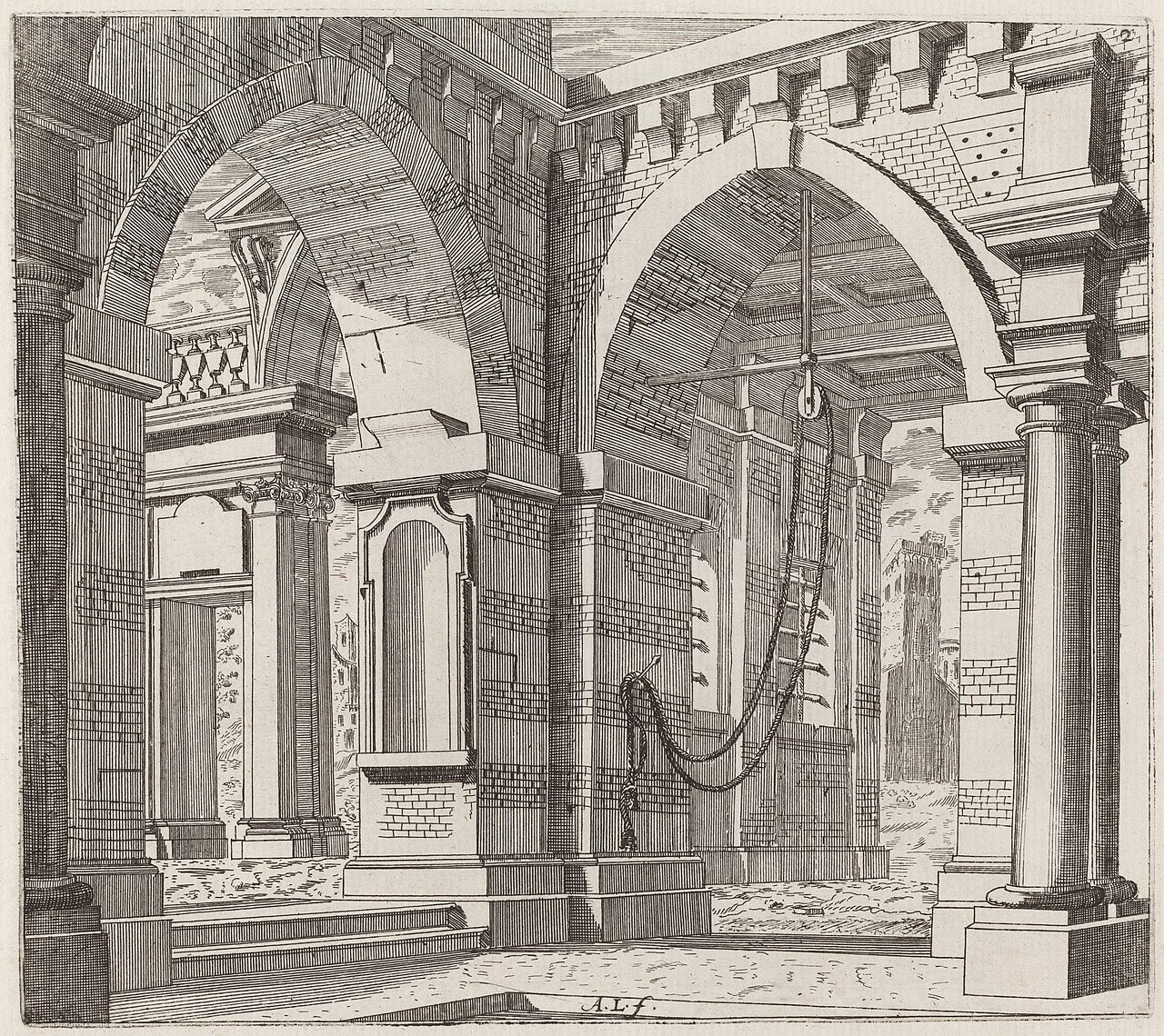 Architectural Fantasy with Arched Gateways by Giuseppe Antonio Landi