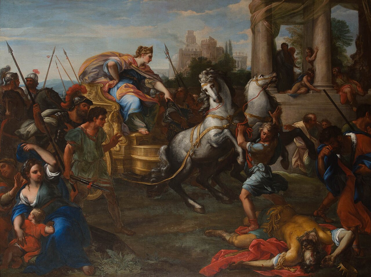 Tullia driving her Chariot over her Father by Giuseppe Bartolomeo Chiari