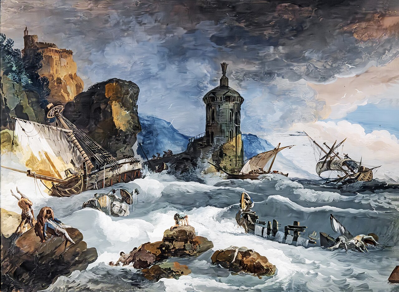 Storm with shipwreck by Giuseppe Bernardino Bison