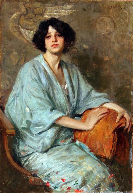 Interior with Figure by Giuseppe De Sanctis
