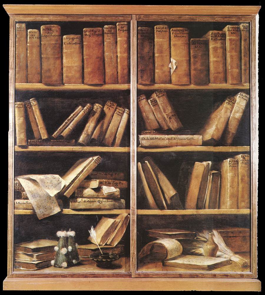 Bookshelves with music notes by Giuseppe Maria Crespi