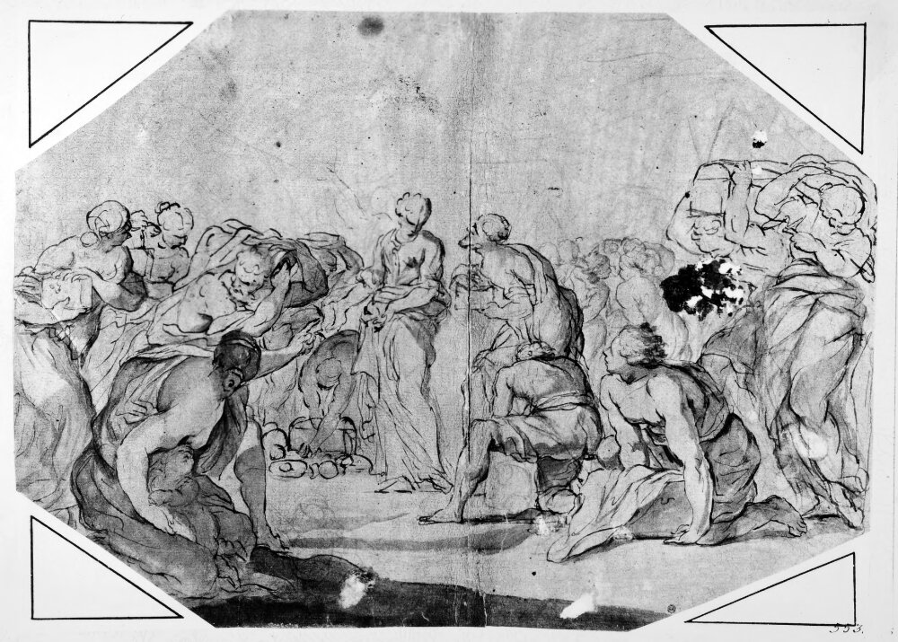 The Israelites gathering manna in the wilderness by Giuseppe Nicola Nasini