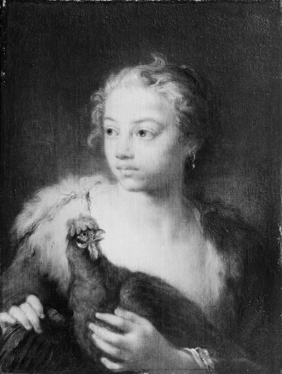 A Girl with a Chicken by Giuseppe Nogari
