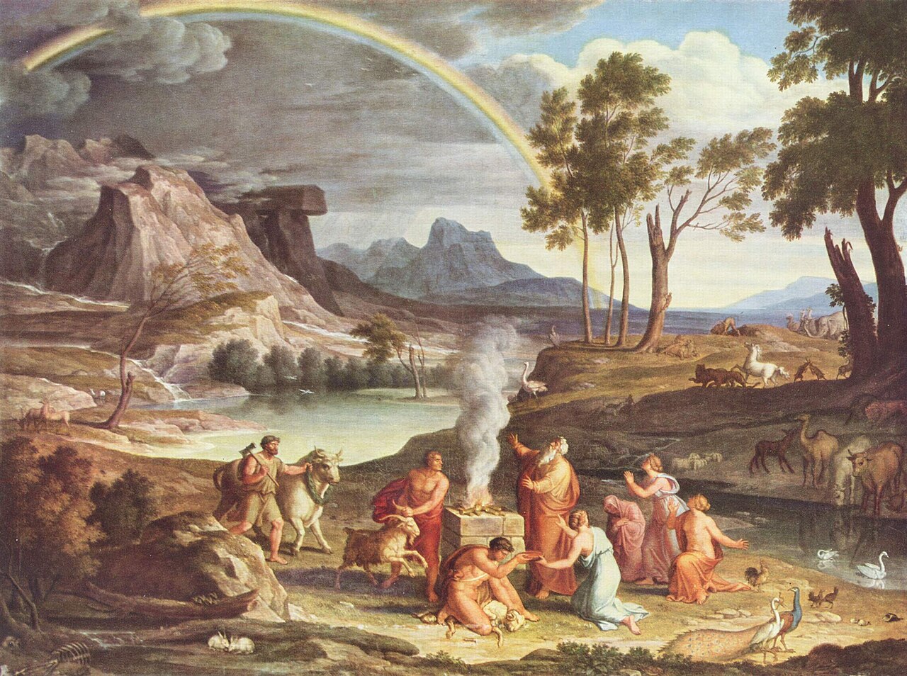 Landscape with Noah, Offering a Sacrifice of Gratitude by Gottlieb Schick
