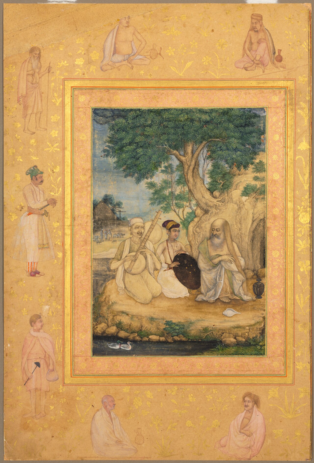 Page from the Late Shah Jahan Album: Prince and Ascetics by Govardhan