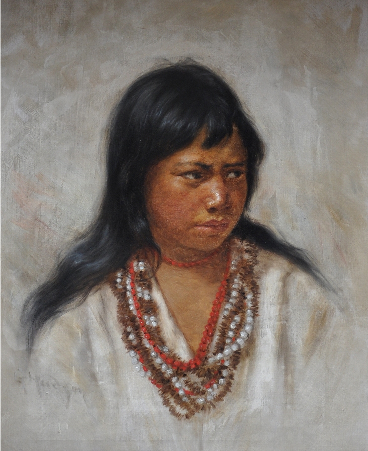 Hawaiian Girl with Seed Lei by Grace Hudson
