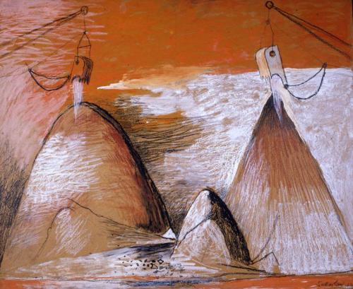 Graham Vivian Sutherland - Outcast Coal Production - Depositing Earth from Buckets by Graham Sutherland