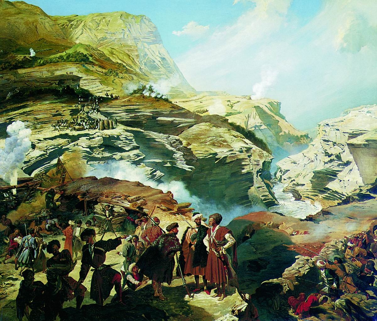 Battle of Akhatle between Russians and Circassians on May 8, 1841 by Grigory Gagarin