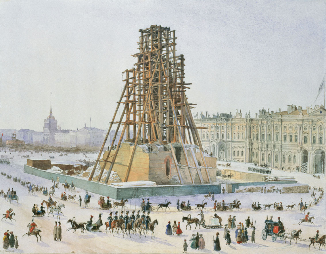 The Alexander Column in Scaffolding by Grigory Gagarin