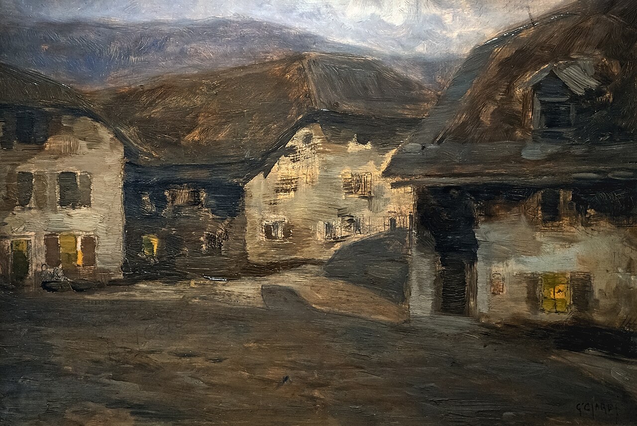 Mountain farmhouses in Asiago by Guglielmo Ciardi
