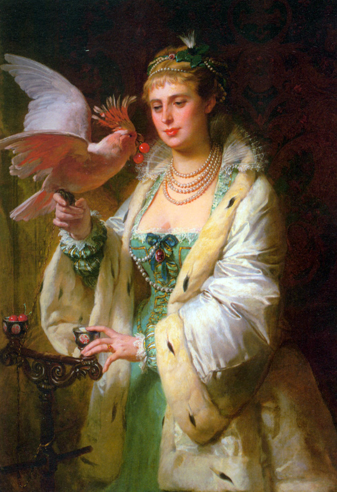 A treat for her pet by Guillaume Dubufe