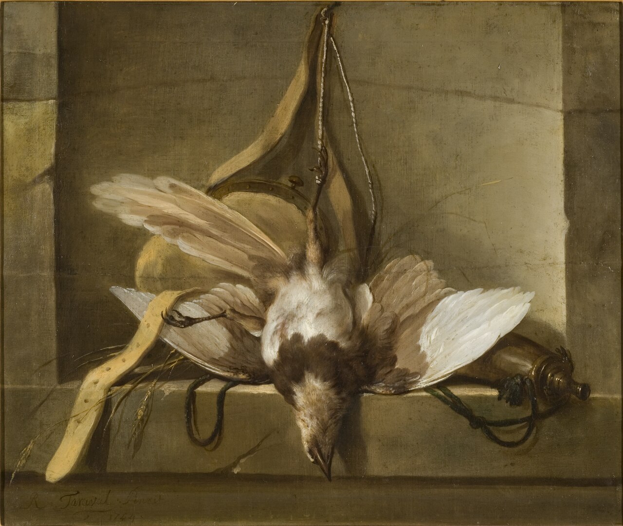 Still Life with a Dead Bird and Hunting Gear by Guillaume Taraval