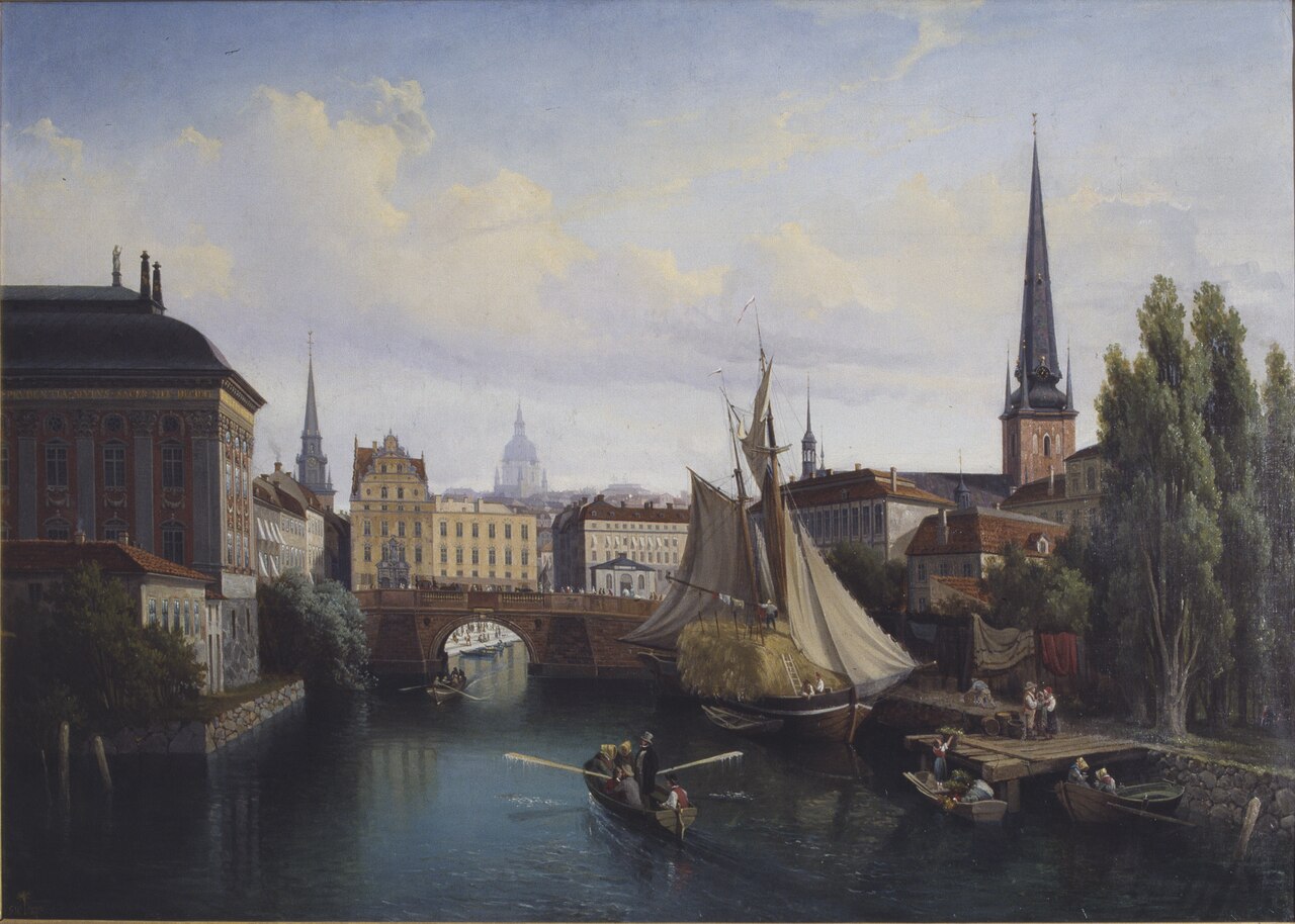 View of the Riddarholmskanalen, Stockholm, 1835 by Gustaf Wilhelm Palm