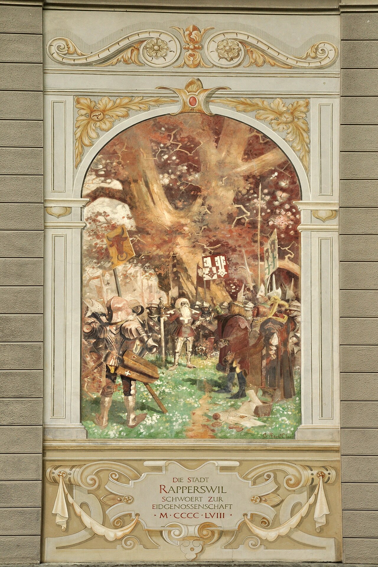 the town of Rapperswil pledges allegiance to the Swiss Confederacy by Gustav Adolf Closs