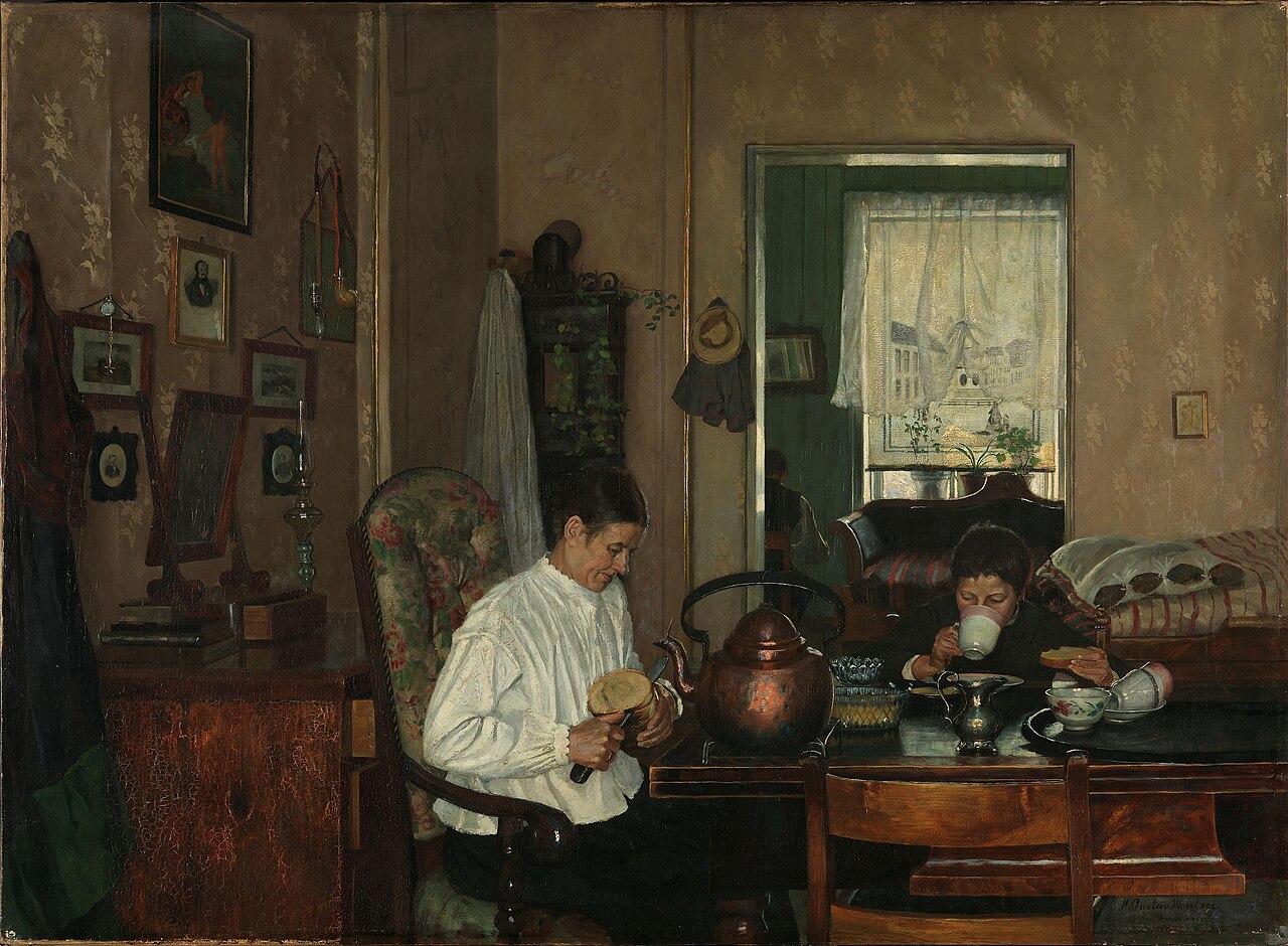 Breakfast I. The Artist's Mother and Brother by Gustav Wentzel