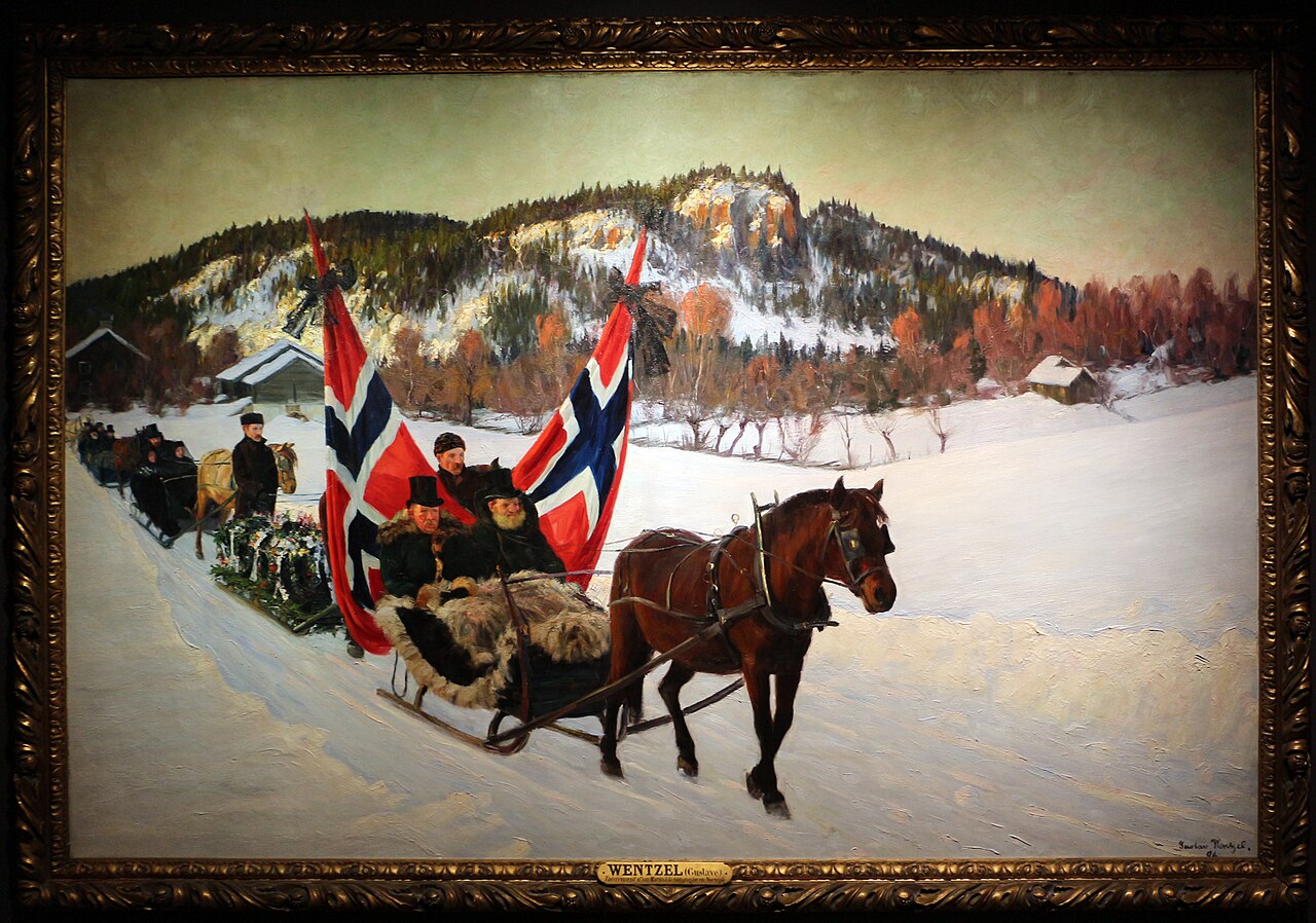 Burial of a sailor in the countryside in Norway by Gustav Wentzel