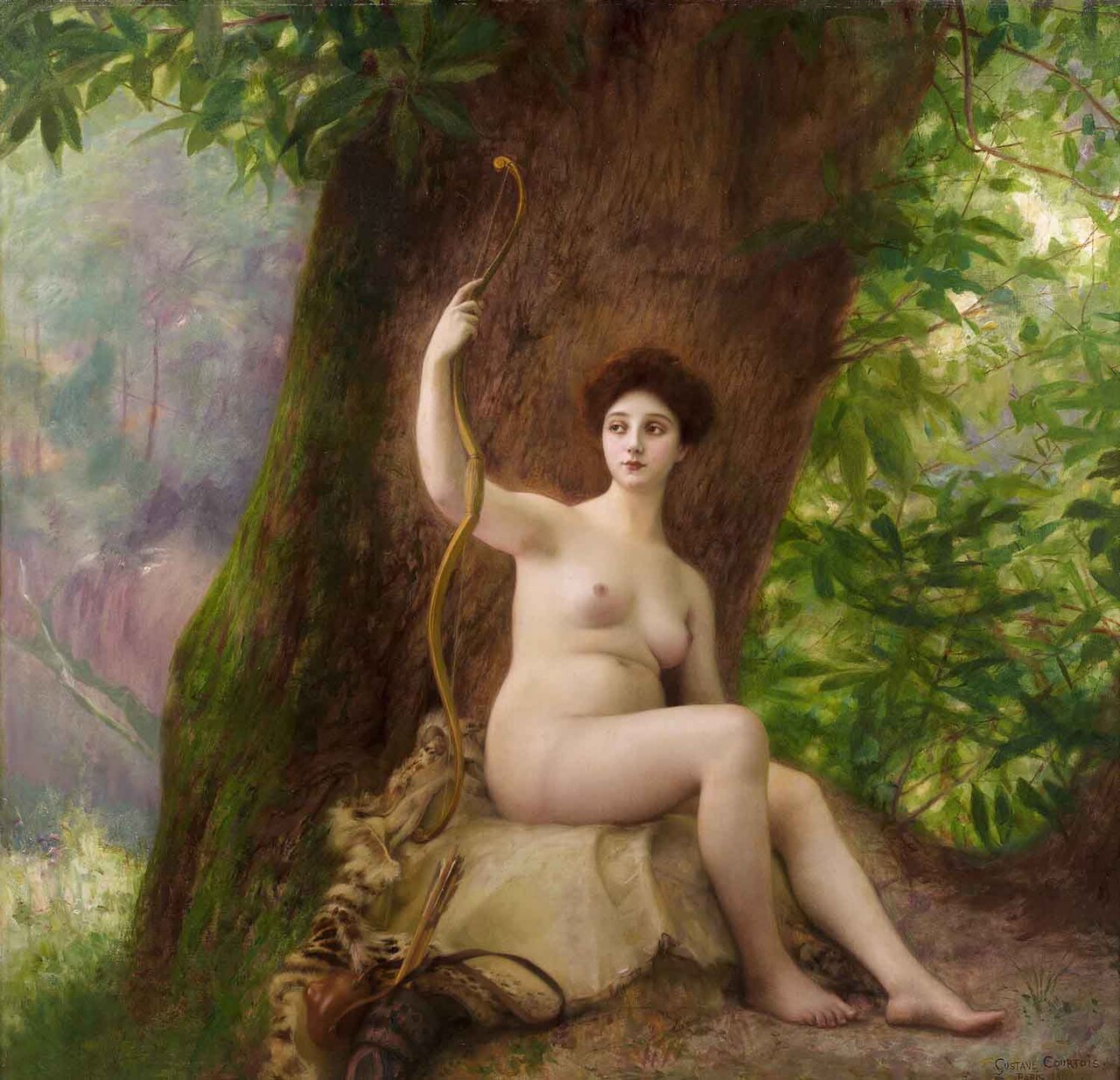 Woman as Diana in nature by Gustave-Claude-Étienne Courtois