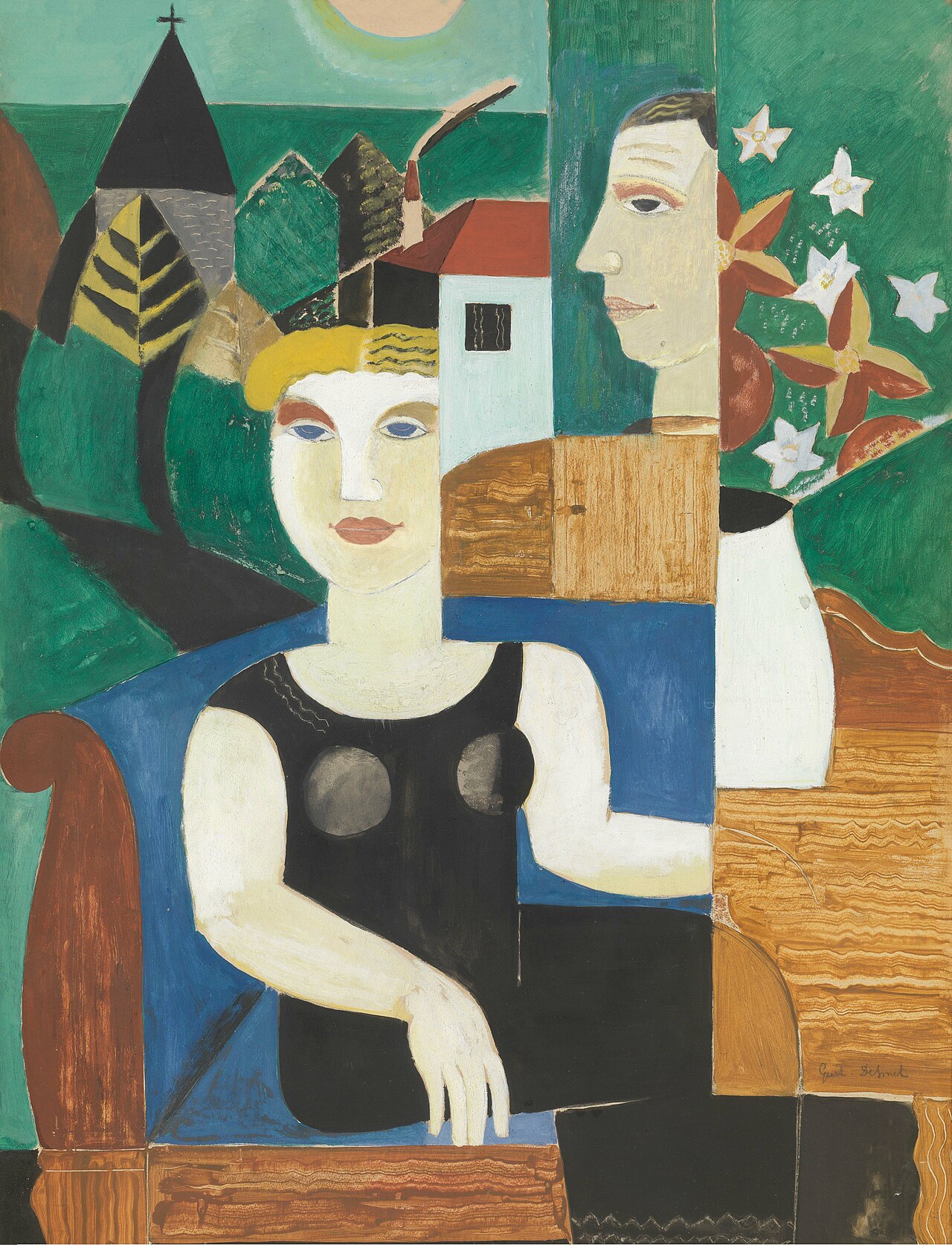 The Artist and his Wife in the Moonlight (Us in Deurle) by Gustave De Smet