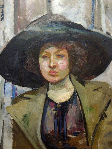 Portrait of Kazimiera Felix (Portrait in a wingy hat) by Gustaw Gwozdecki