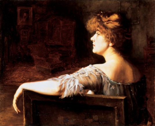 Emília Márkus in the Red Saloon by Gyula Basch