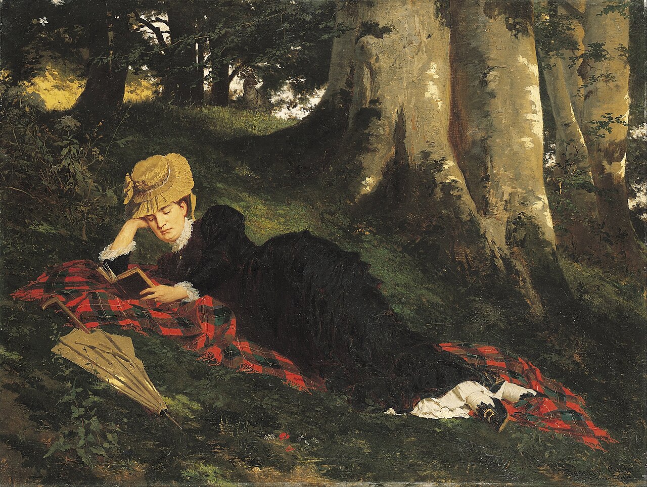 Woman Reading in a Forest by Gyula Benczúr