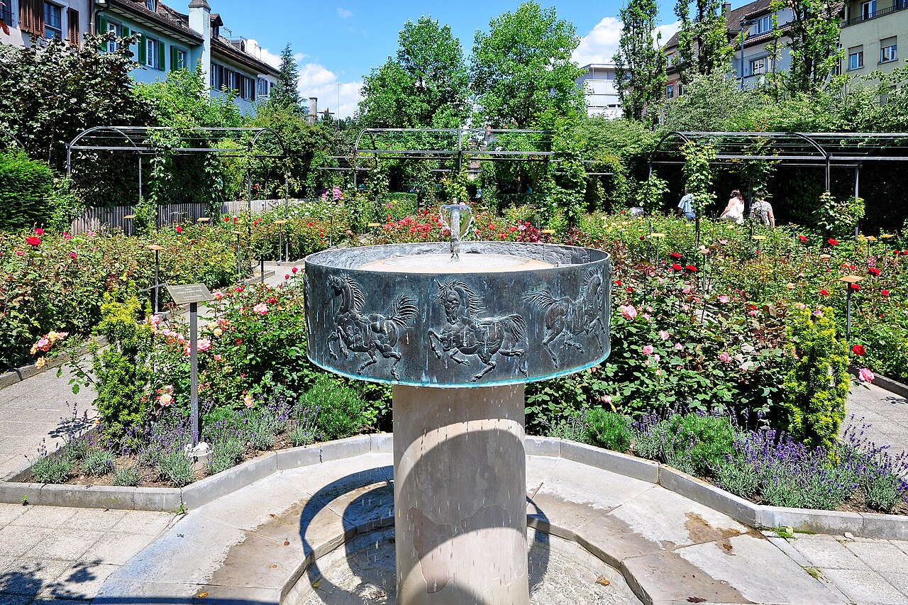 fountain in the rose garden by Hans Erni