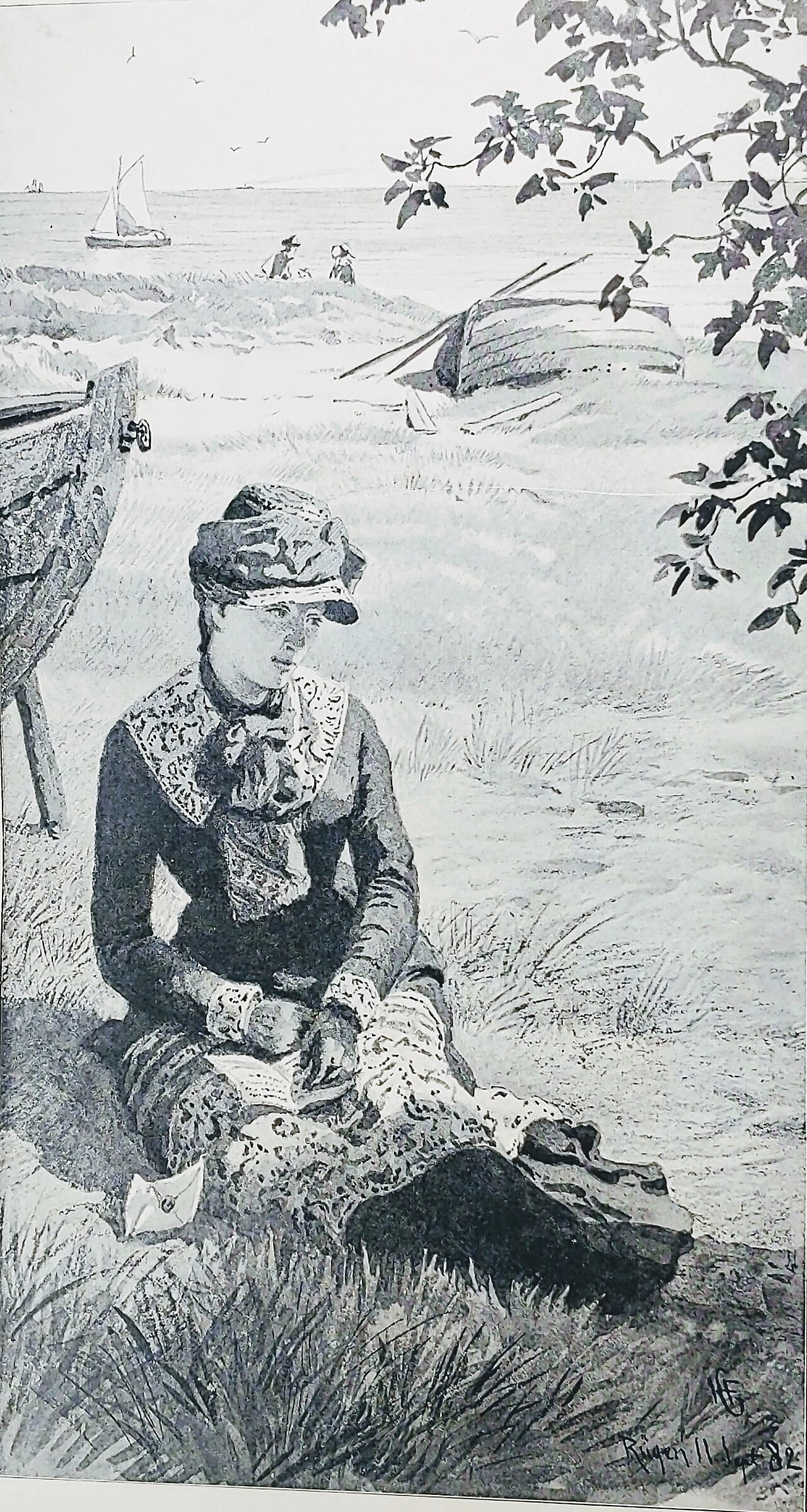 Woman Reading a Letter by Hans Gude