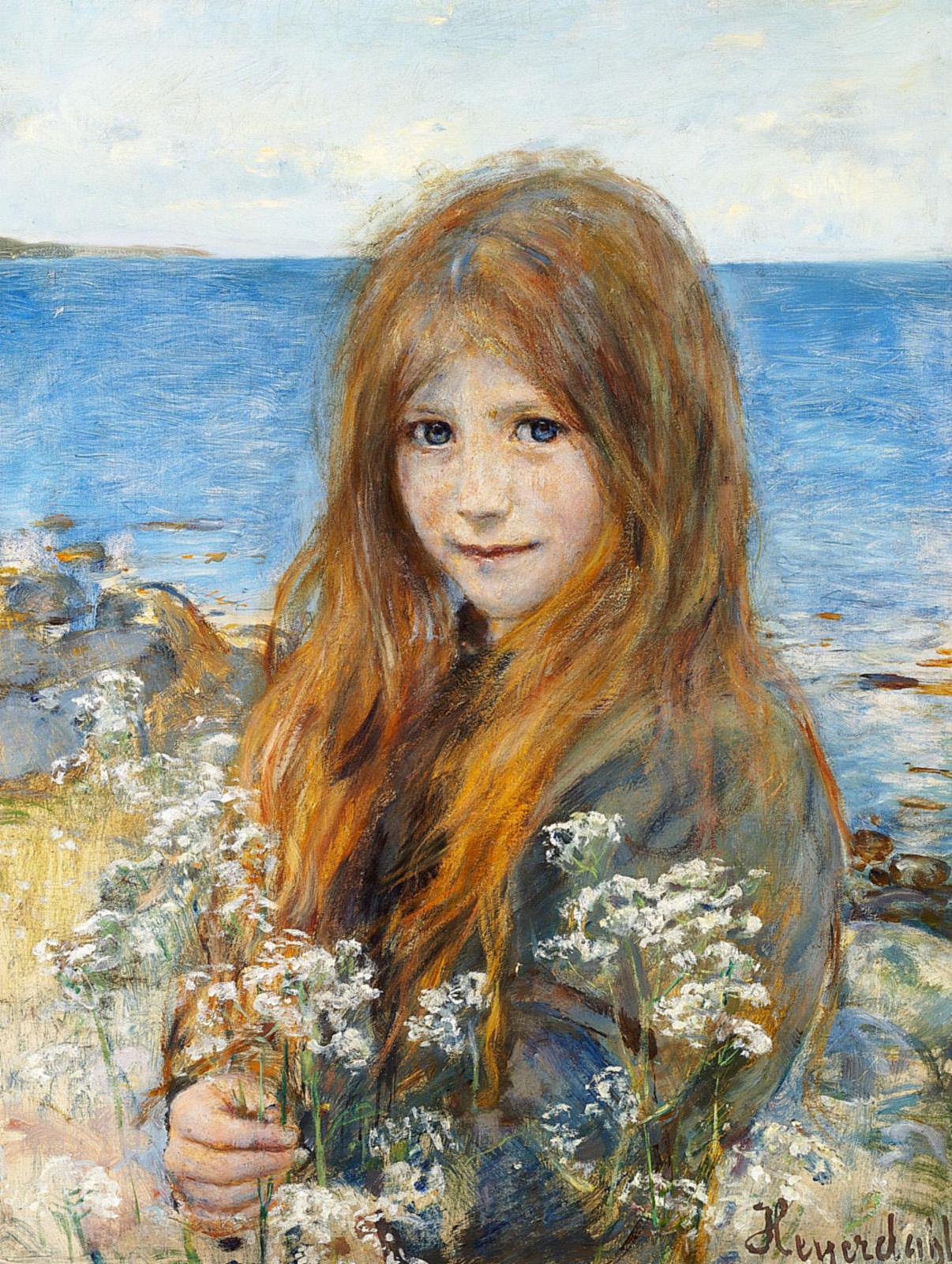 Little girl on the beach by Hans Heyerdahl