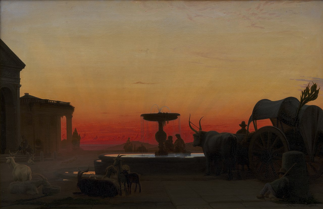 A Square in Ariccia, Italy. After Sunset by Hans Jørgen Hammer