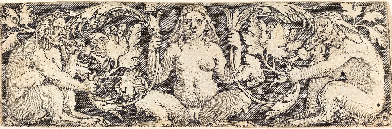 Ornament with Three Satyrs by Hans Sebald Beham