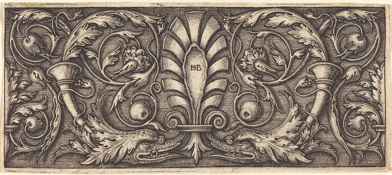 Ornament with Two Grotesque Dolphins by Hans Sebald Beham