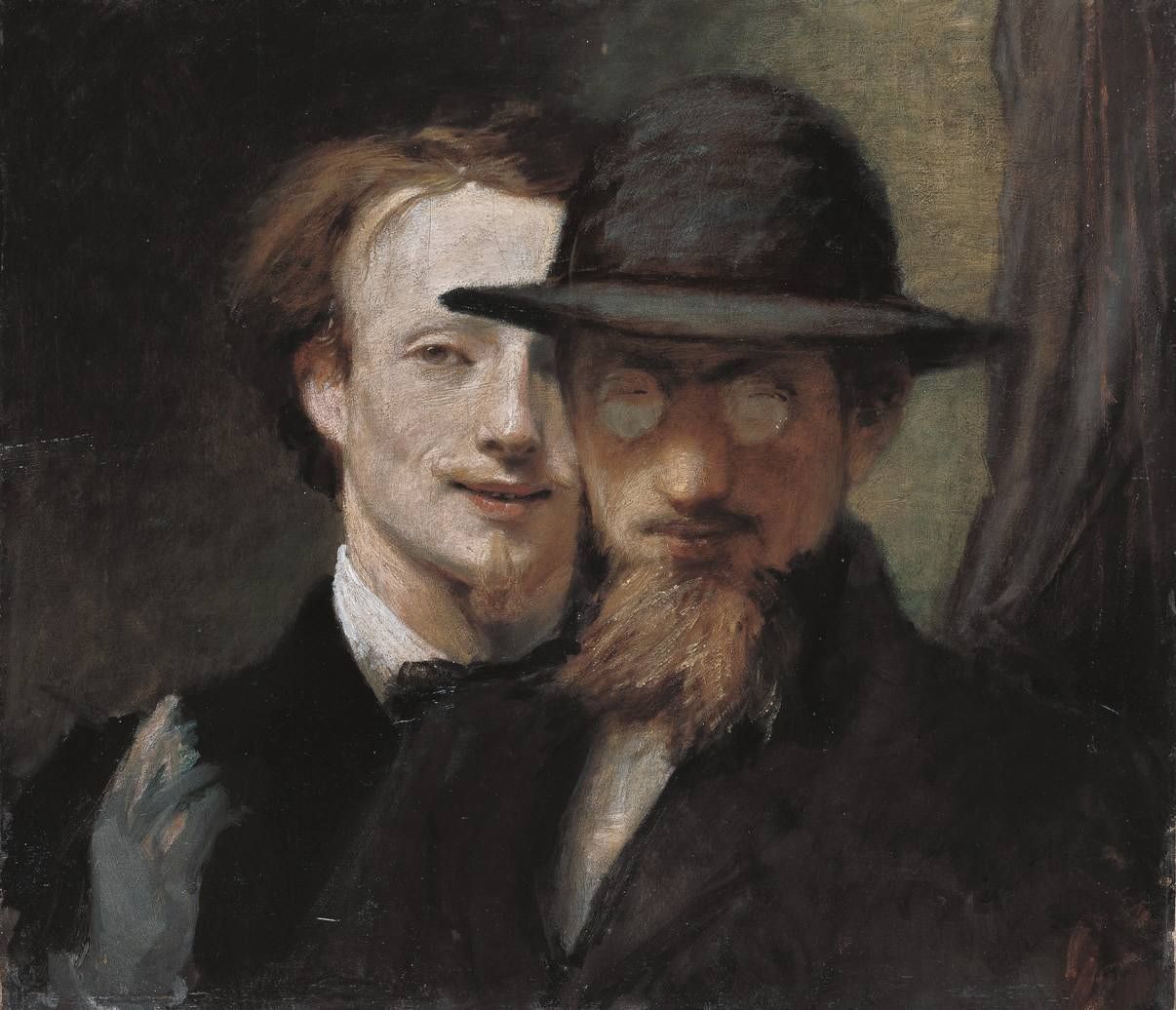 Double portrait Marées and Lenbach by Hans von Marées