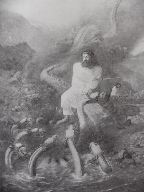 Susanoo-no-mikoto Killing Eight-Headed Serpent by Harada Naojirō