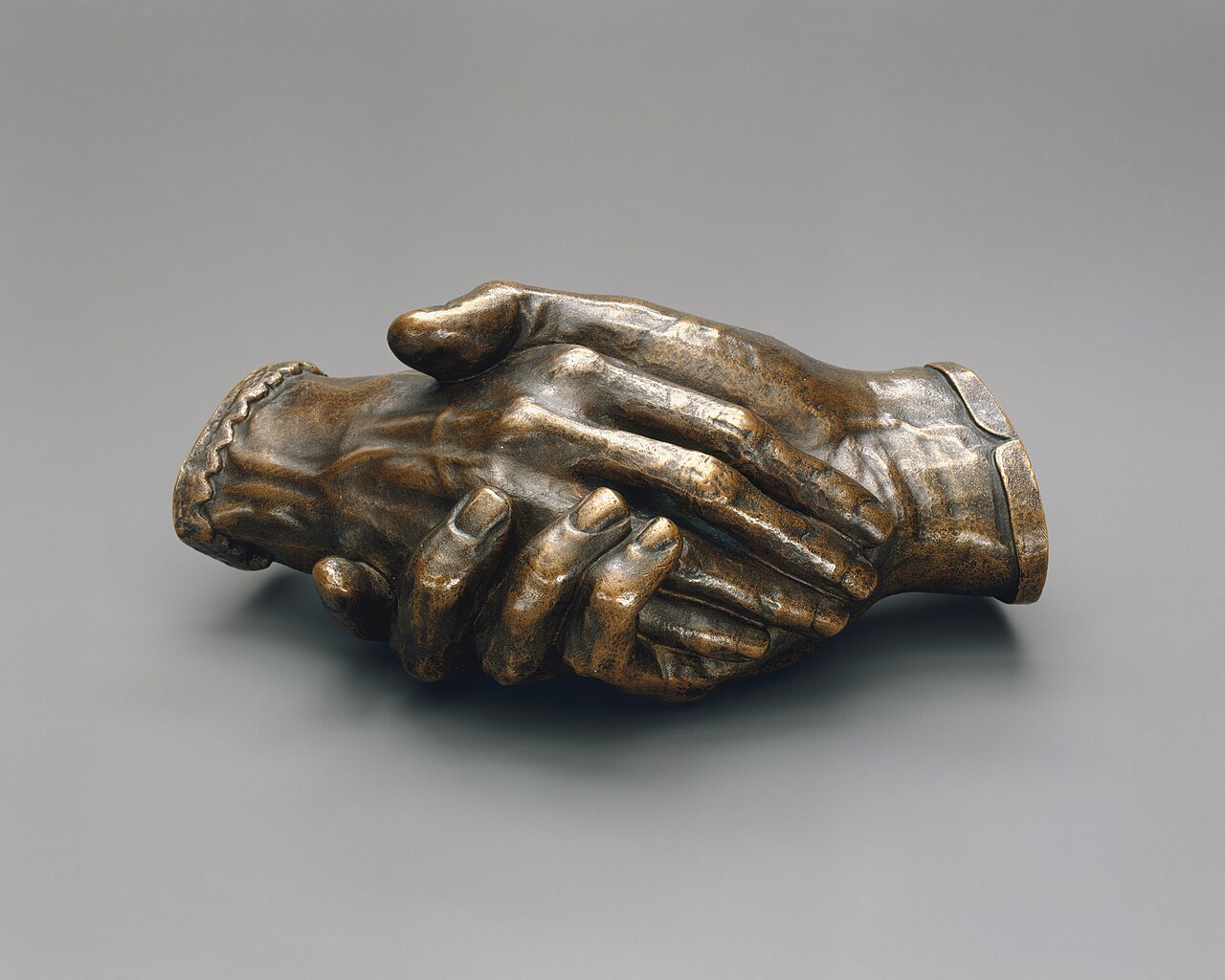 Clasped Hands of Robert and Elizabeth Barrett Browning by Harriet Hosmer