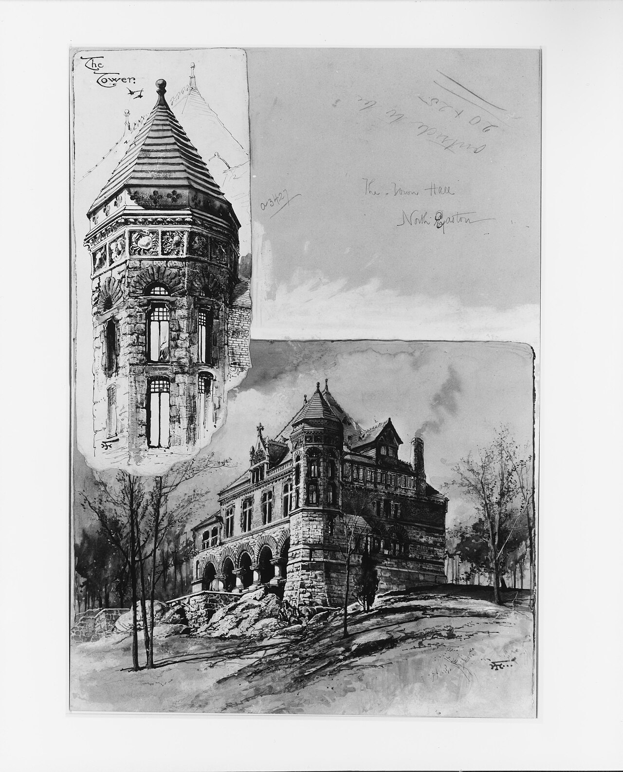 The Town Hall, North Easton, Massachusetts by Harry Fenn