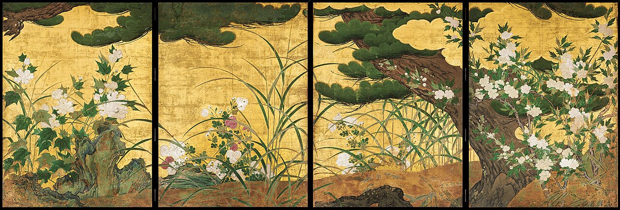 Pine Tree and Autumn Plants by Hasegawa Tōhaku