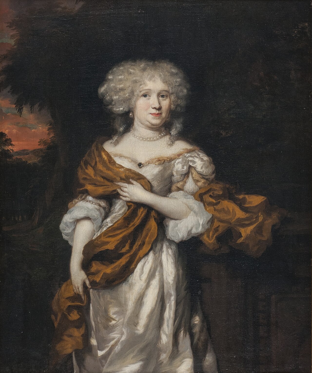 Portrait of een vrouw, mogelijk Maria Fagel (1649-1739), echtgenote van François Doublet by Heiman Dullaart