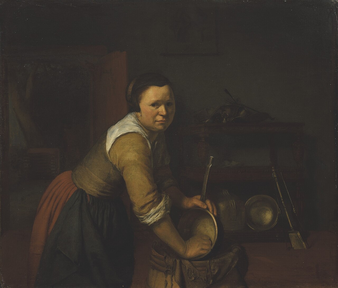 Woman Scouring a Pan by Heiman Dullaart