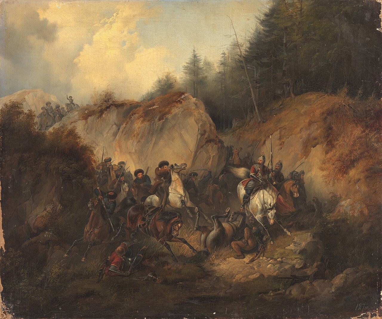 The battle between Cossacks and Circassians by Heinrich Ambros Eckert