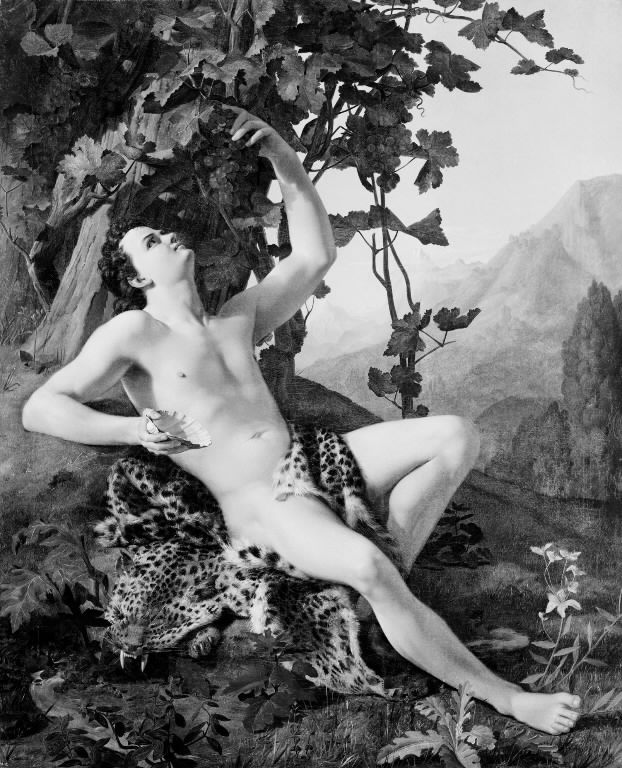 A young faun picking grapes by Heinrich Eddelien