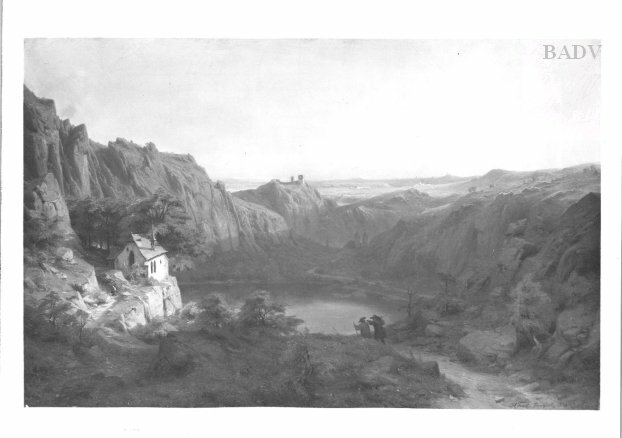 Landscape with Gothic chapel by Heinrich Funk