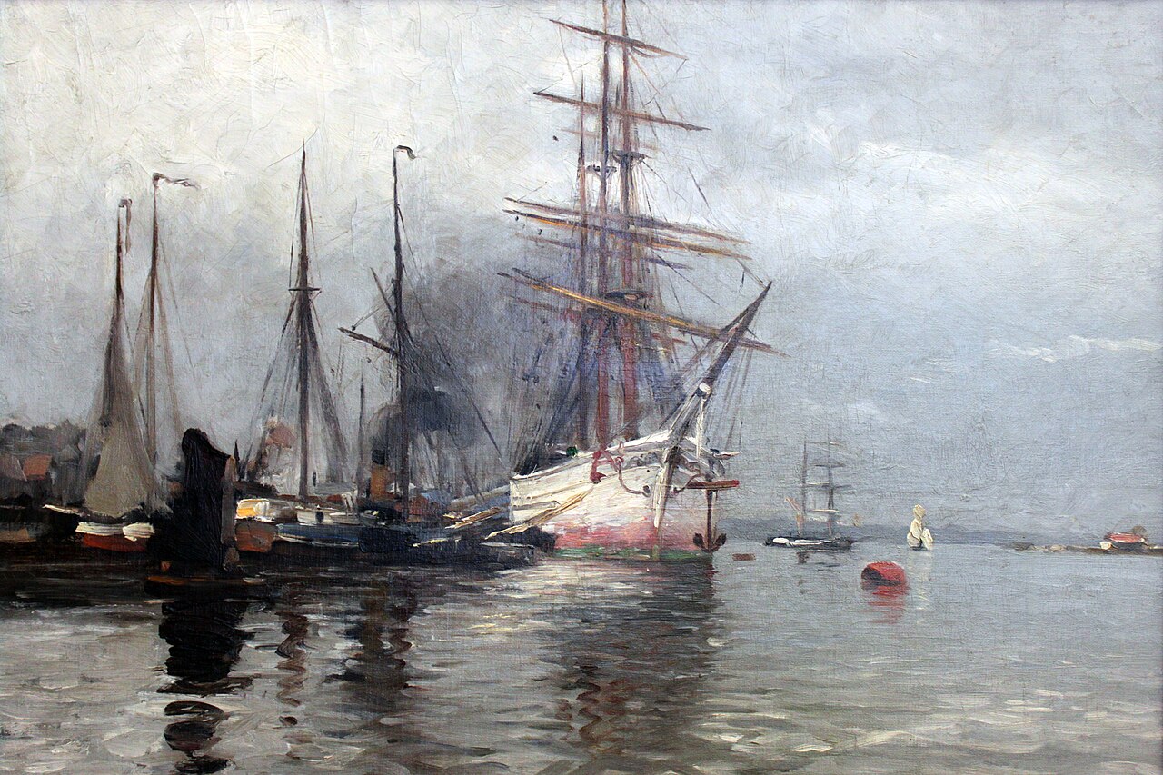 Sailboat in Flensburg Harbour by Heinrich Petersen-Angeln
