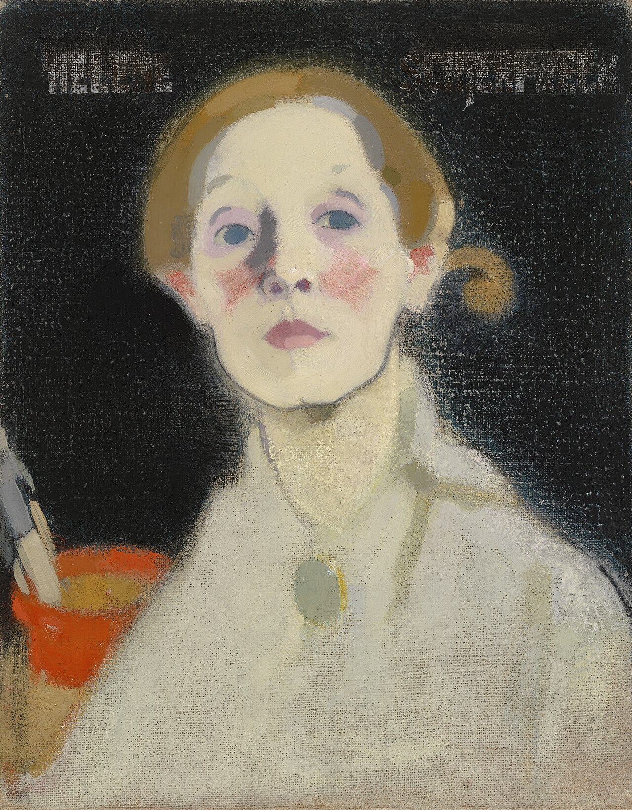 Self-Portrait with Black Background by Helene Schjerfbeck