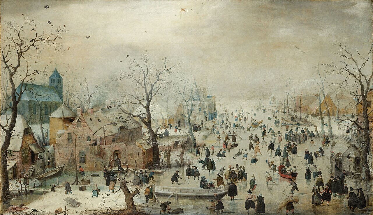 Winter landscape with skaters by Hendrick Avercamp