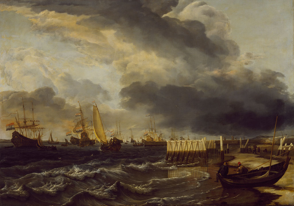 A fleet near Den Helder by Hendrick Dubbels