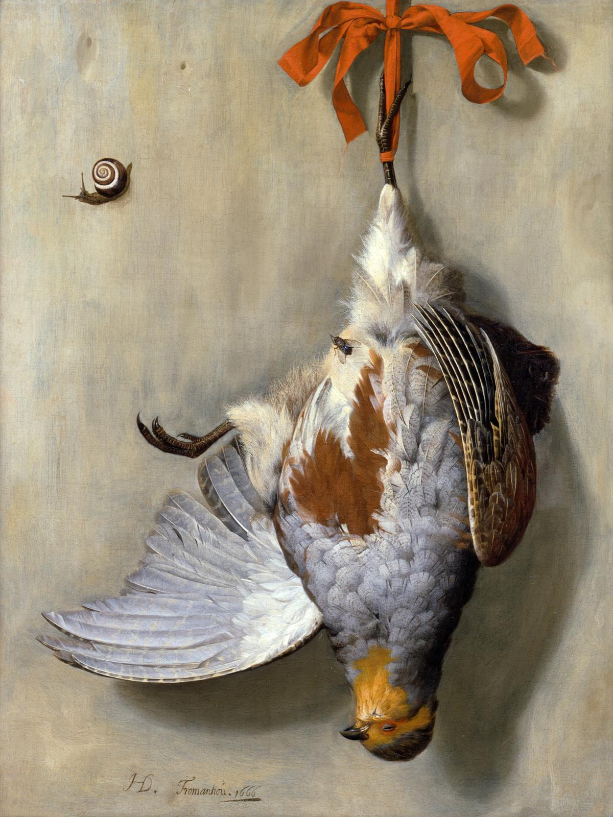 Trompe l'Oeil with a Dead Partridge by Hendrick Fromantiou