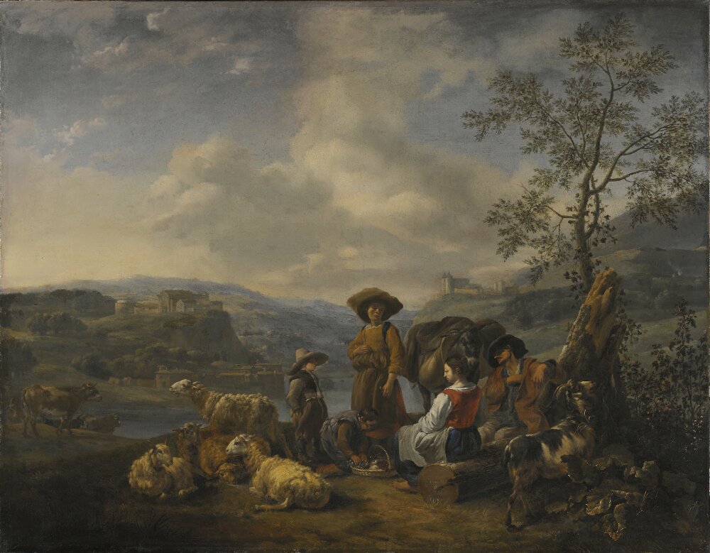 Italian Peasants Resting by Hendrick Mommers